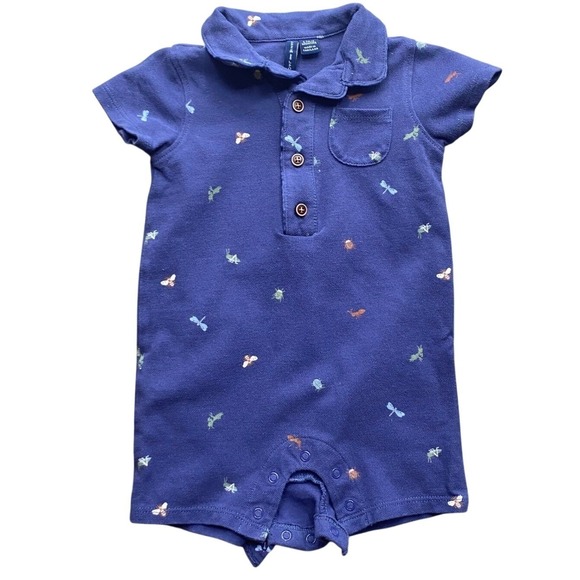 Janie and Jack Other - Janie and Jack Bug Romper Size 6-12M Navy Short Sleeve One Piece Spring Summer